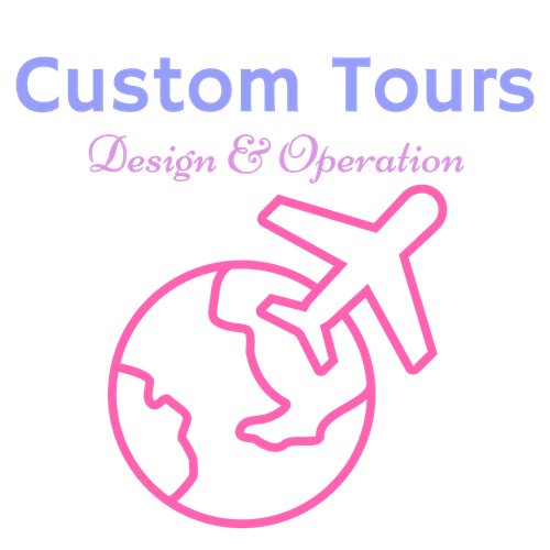 custom tours design and operation graphic with airplane and globe