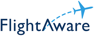 Flight Aware logo with blue airplane