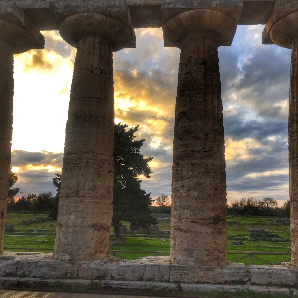 doric columns at Greek Temple in Paestum