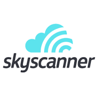 Skyscanner with blue cloud