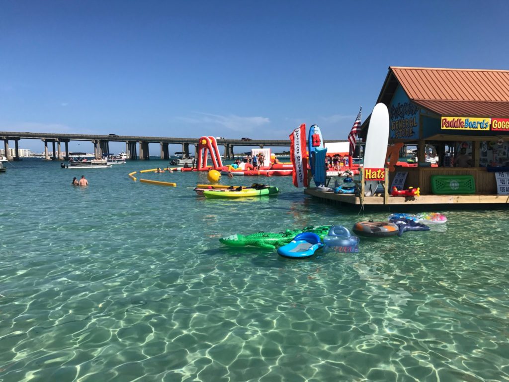 floaty rental at Crab Island Florida