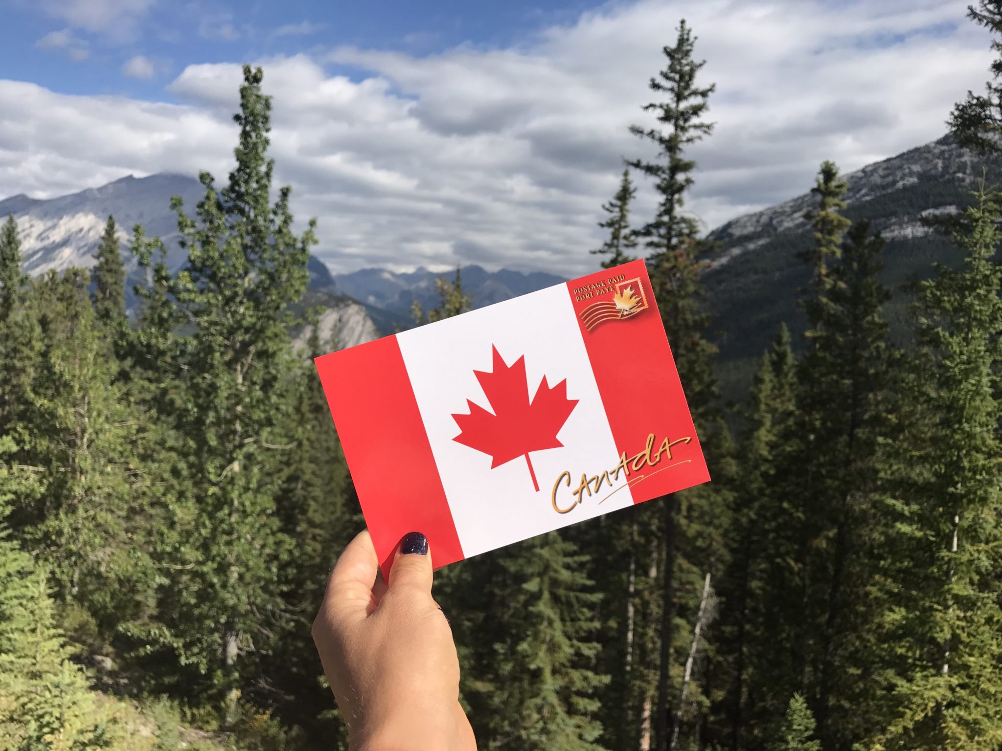 Canadian flag postcard