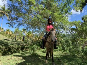 Cynthia horseback riding El Limon Dominican Republic