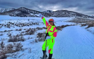 woman snowshoeing in Utah